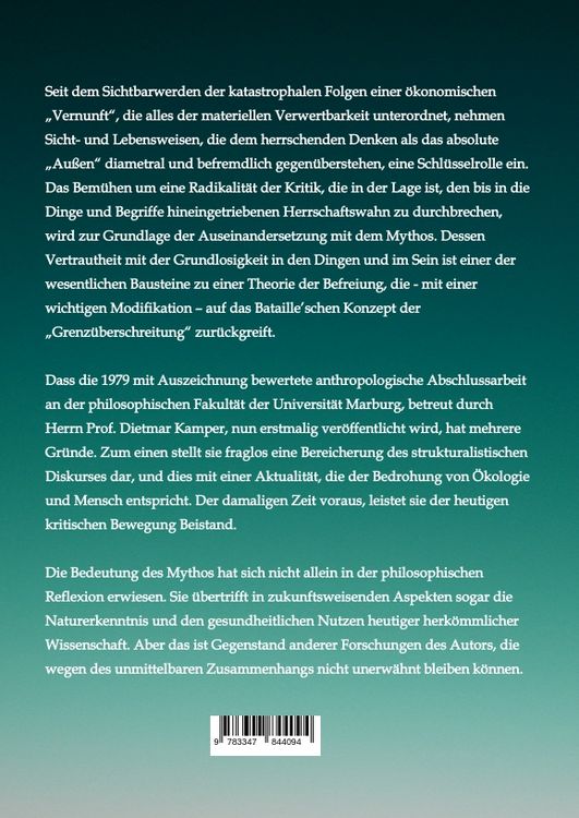 Produktbild: Die Bedeutung des Mythos f&uuml;r eine neue Wissenschaft vom Menschen