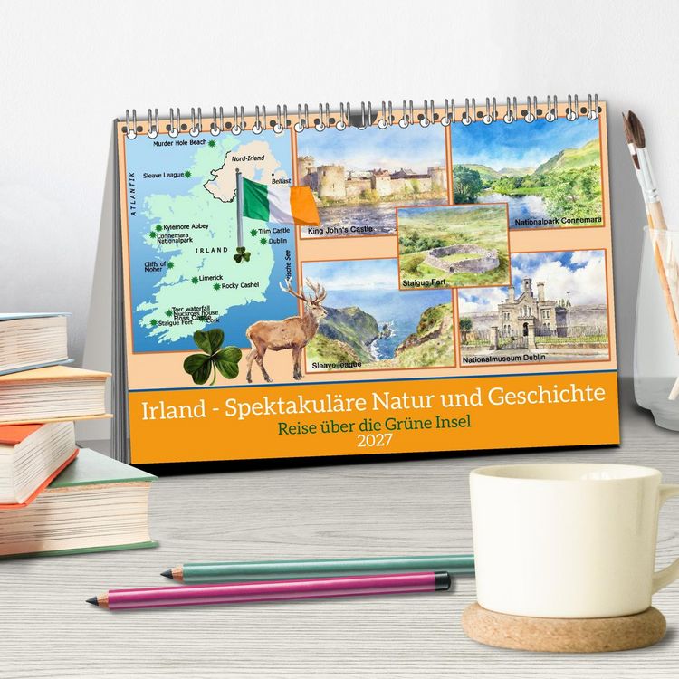 Produktbild: Irland - Spektakul&auml;re Natur und Geschichte (Tischkalender 2027 DIN A5 quer), CALVENDO Monatskalender
