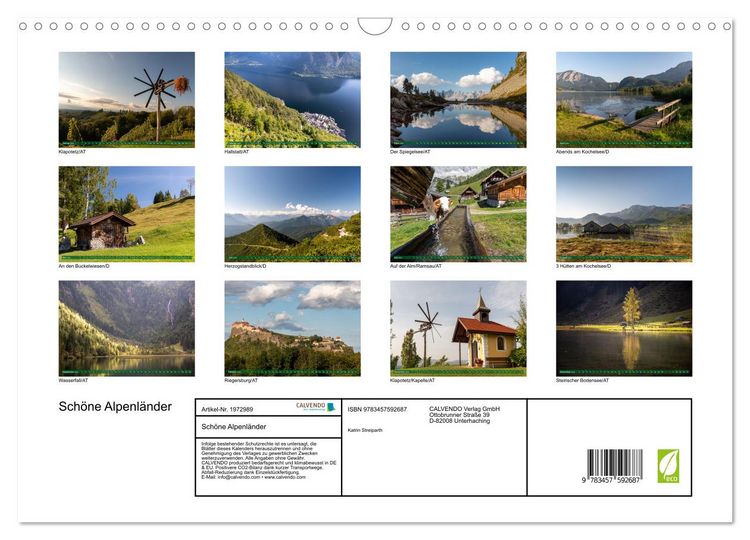 Produktbild: Sch&ouml;ne Alpenl&auml;nder (Wandkalender 2026 DIN A3 quer), CALVENDO Monatskalender