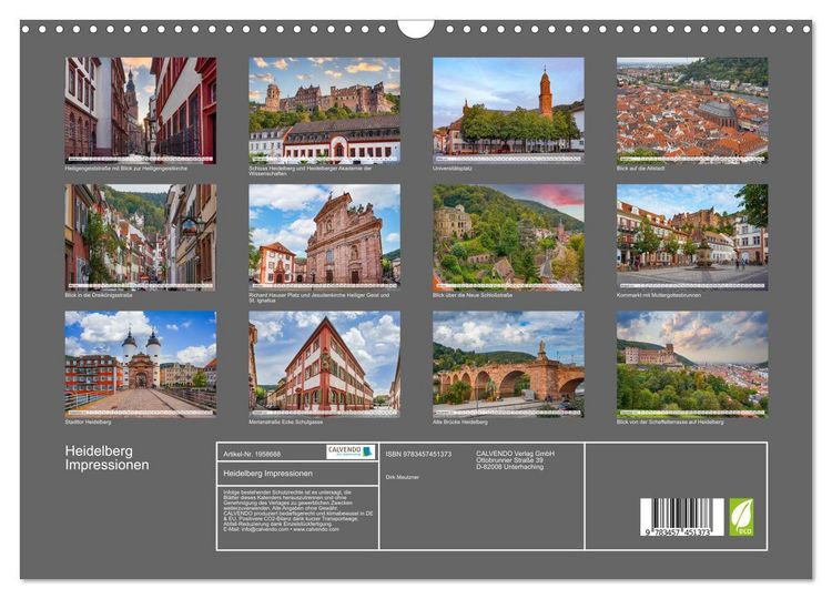 Produktbild: Heidelberg Impressionen (Wandkalender 2026 DIN A3 quer), CALVENDO Monatskalender
