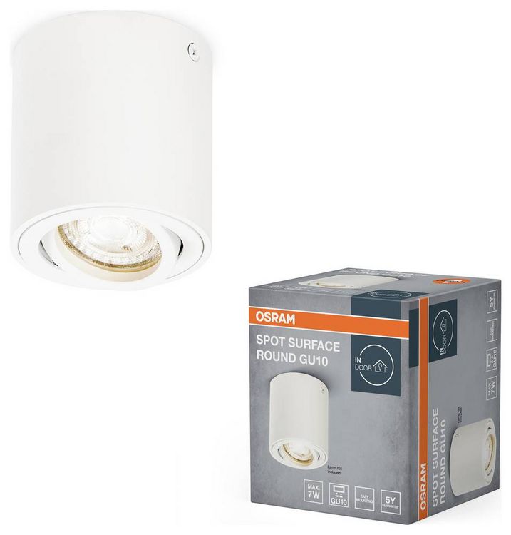 Produktbild: OSRAM HOMELIGHTING Spot Surface Round GU10 White 4099854446009 LED-Au&szlig;enwandleuchte GU10 Wei&szlig;