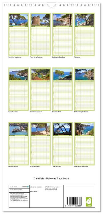 Produktbild: Familienplaner 2026 - Cala Deia - Mallorcas Traumbucht mit 5 Spalten (Wandkalender, 21 x 45 cm) CALVENDO