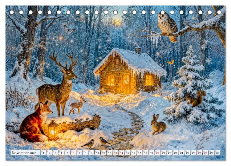Produktbild: M&auml;rchenhafte Cottages - Waldzauber und versteckte Tiere entdecken! (Tischkalender 2027 DIN A5 quer), CALVENDO Monatskalender