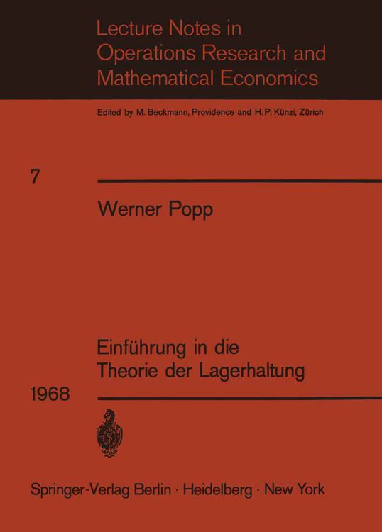Produktbild: Einf&uuml;hrung in die Theorie der Lagerhaltung