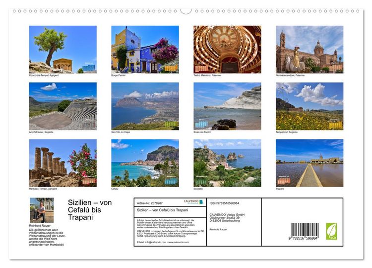 Produktbild: Sizilien &ndash; von Cefal&ugrave; bis Trapani (hochwertiger Premium Wandkalender 2026 DIN A2 quer), Kunstdruck in Hochglanz