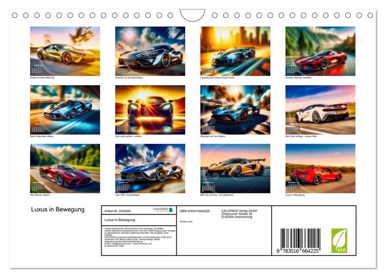 Produktbild: Luxus in Bewegung (Wandkalender 2026 DIN A4 quer), CALVENDO Monatskalender