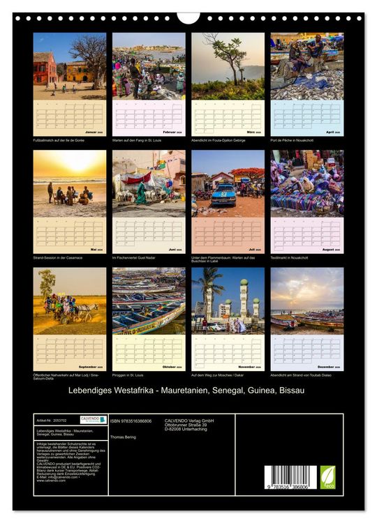 Produktbild: Lebendiges Westafrika - Mauretanien, Senegal, Guinea, Bissau (Wandkalender 2026 DIN A3 hoch), CALVENDO Monatskalender