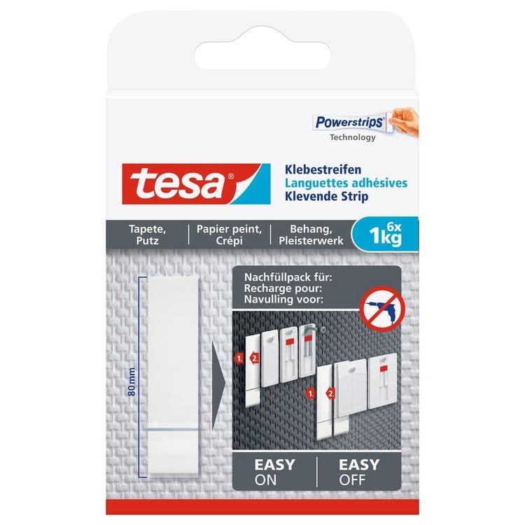 Produktbild: TESA&reg; Powerstrips&reg; Klebestreifen f&uuml;r Tapete & Putz, weiss