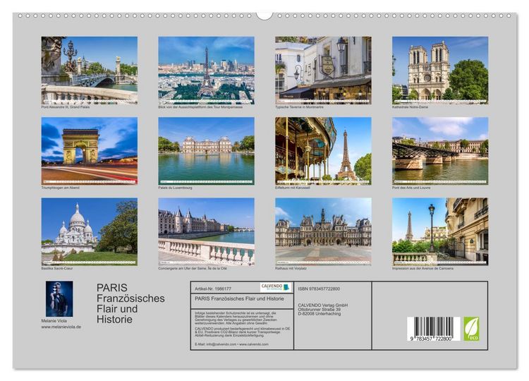 Produktbild: PARIS Franz&ouml;sisches Flair und Historie (hochwertiger Premium Wandkalender 2026 DIN A2 quer), Kunstdruck in Hochglanz