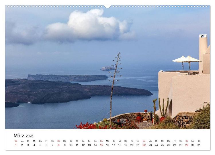 Produktbild: Santorini - Am Krater des Vulkans (Wandkalender 2026 DIN A2 quer), CALVENDO Monatskalender