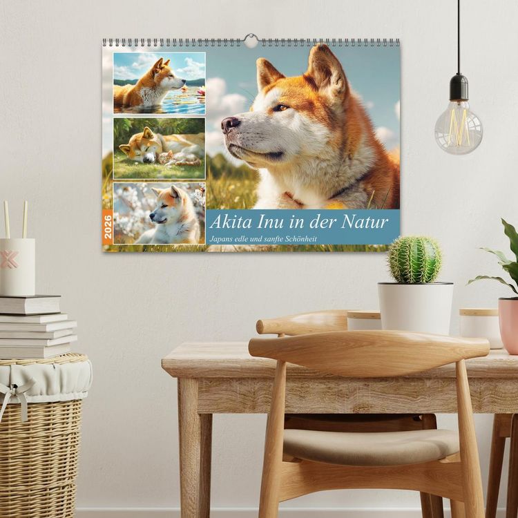 Produktbild: Akita Inu in der Natur. Japans edle und sanfte Sch&ouml;nheit (Wandkalender 2026 DIN A3 quer), CALVENDO Monatskalender