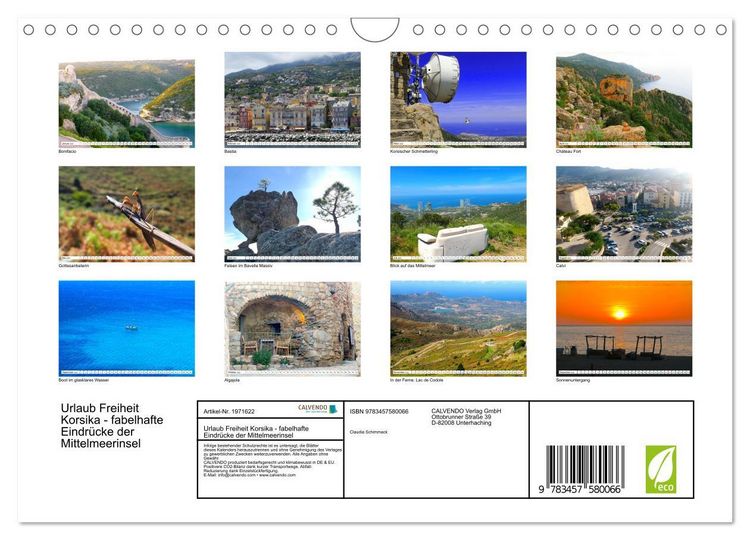 Produktbild: Urlaub Freiheit Korsika - fabelhafte Eindr&uuml;cke der Mittelmeerinsel (Wandkalender 2026 DIN A4 quer), CALVENDO Monatskalender
