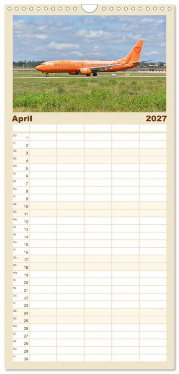 Produktbild: Familienplaner 2027 - Flugzeuge auf Europas Flugh&auml;fen mit 5 Spalten (Wandkalender, 21 x 45 cm) CALVENDO