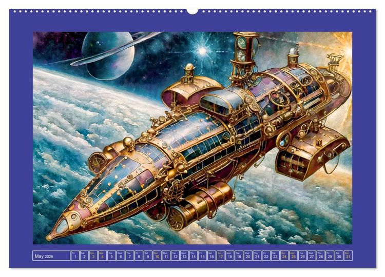 Produktbild: Steampunk power on ground, water, air and space (High Quality Premium Wall Calendar 2026 DIN A2 landscape),CALVENDO 12 Month Wall Calendar