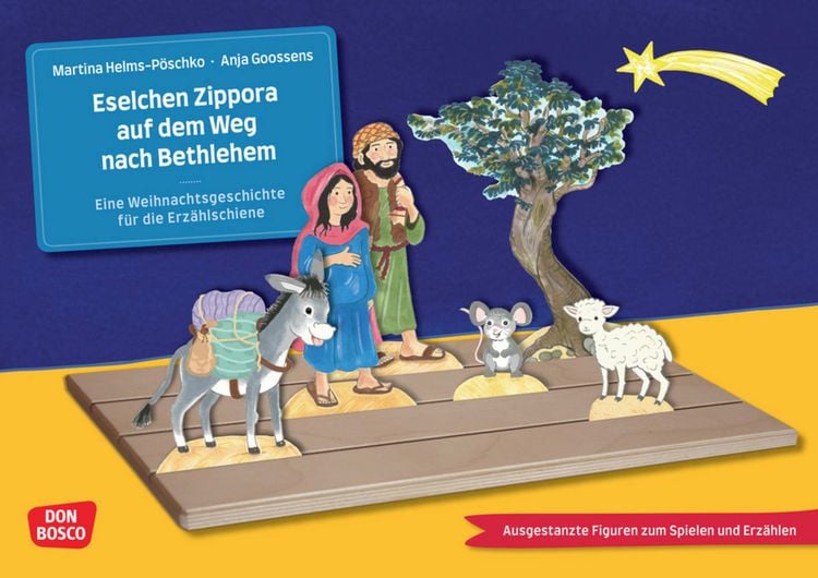 Produktbild: Eselchen Zippora auf dem Weg nach Bethlehem. Eine Weihnachtsgeschichte für die Erzählschiene. Erzählschienen-Figurenset