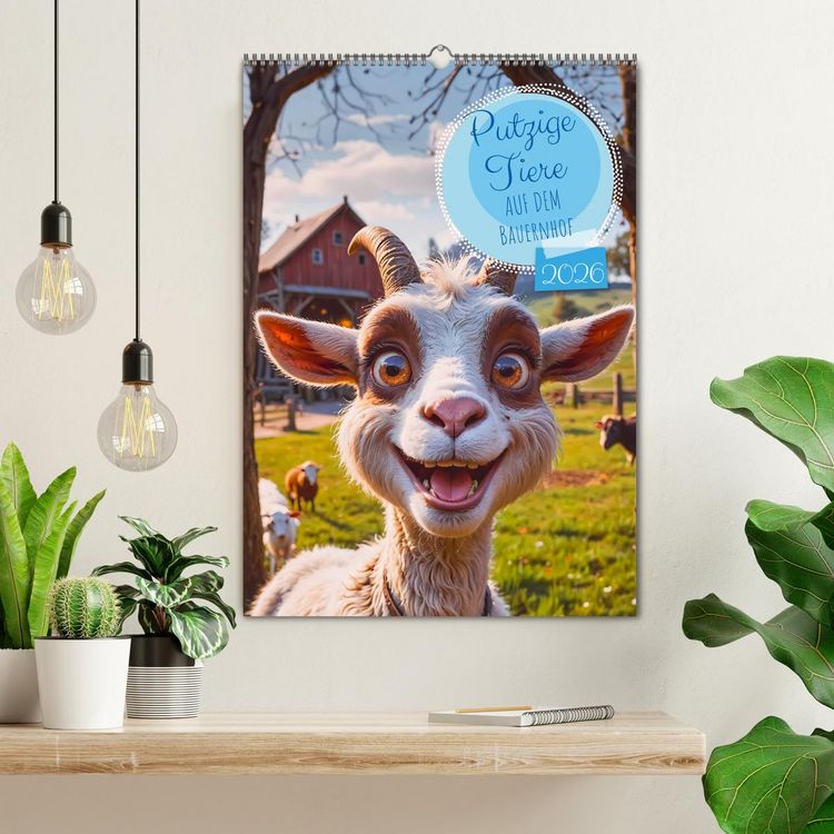 Produktbild: Putzige Tiere - Auf dem Bauernhof (Wandkalender 2026 DIN A2 hoch), CALVENDO Monatskalender