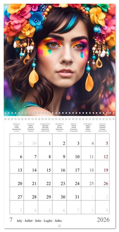 Produktbild: Facial colours - Artistic AI portraits (Wall Calendar 2026 12 &times; 12 Inch) CALVENDO 12 Month Wall Calendar