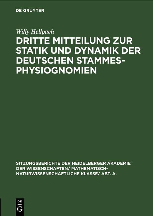 Produktbild: Dritte Mitteilung zur Statik und Dynamik der deutschen Stammesphysiognomien