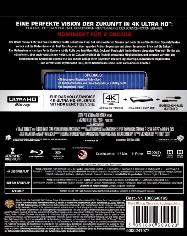 Produktbild: Blade Runner - Final Cut (4K Ultra HD) (+ Blu-ray)