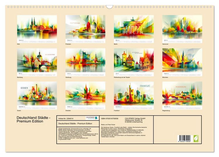 Produktbild: Deutschland St&auml;dte - Premium Edition (Wandkalender 2027 DIN A2 quer), CALVENDO Monatskalender