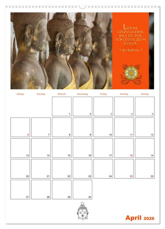Produktbild: Buddhas Zitate und Weisheiten (Wandkalender 2026 DIN A2 hoch), CALVENDO Monatskalender