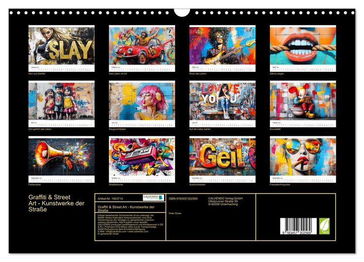 Produktbild: Graffiti & Street Art - Kunstwerke der Stra&szlig;e (Wandkalender 2026 DIN A3 quer), CALVENDO Monatskalender