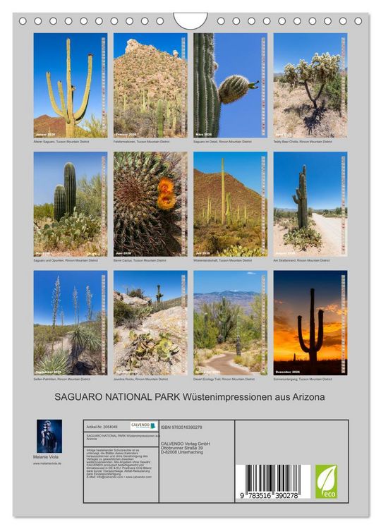 Produktbild: SAGUARO NATIONAL PARK W&uuml;stenimpressionen aus Arizona (Wandkalender 2026 DIN A4 hoch), CALVENDO Monatskalender