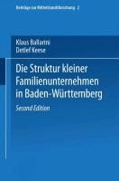 Produktbild: Die Struktur kleiner Familienunternehmen in Baden-W&uuml;rttemberg