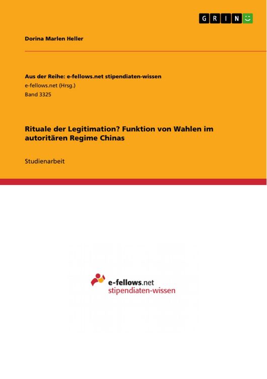 Produktbild: Rituale der Legitimation? Funktion von Wahlen im autorit&auml;ren Regime Chinas