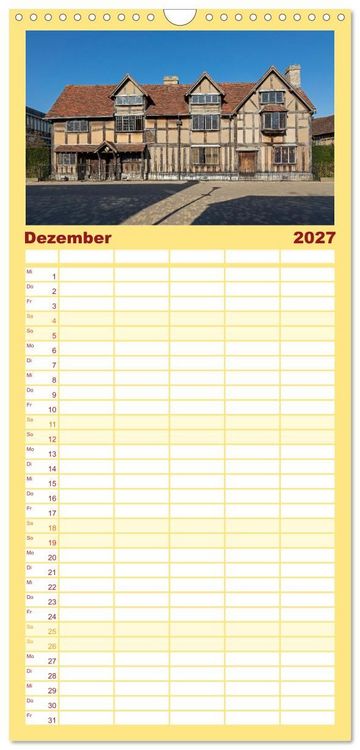 Produktbild: Familienplaner 2027 - Stratford upon Avon - Shakespeare-Stadt mit 5 Spalten (Wandkalender, 21 x 45 cm) CALVENDO