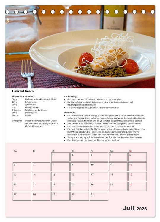 Produktbild: Der tolle Rezeptkalender (Tischkalender 2026 DIN A5 hoch), CALVENDO Monatskalender