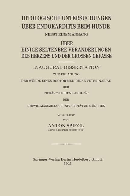 Produktbild: Histologische Untersuchungen &Uuml;ber Endokarditis Beim Hunde