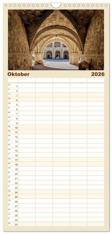 Produktbild: Familienplaner 2026 - Rhodos und Symi mit 5 Spalten (Wandkalender, 21 x 45 cm) CALVENDO