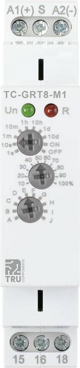 Produktbild: TRU COMPONENTS TC-9963308 Zeitrelais Multifunktional 12 V/AC, 240 V/AC 1 St. Zeitbereich: 0.1 s - 10 Tage 1 Wechsler