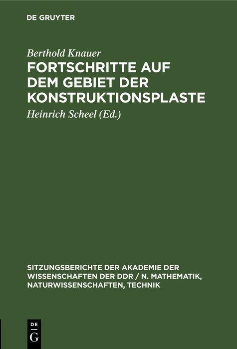 Produktbild: Fortschritte auf dem Gebiet der Konstruktionsplaste