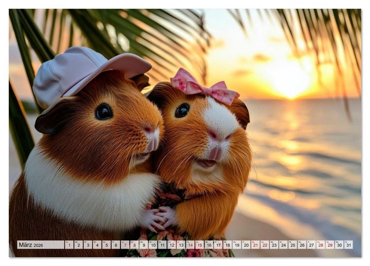 Produktbild: Meerschweinchen - Hauptsache Urlaub (Wandkalender 2026 DIN A3 quer), CALVENDO Monatskalender
