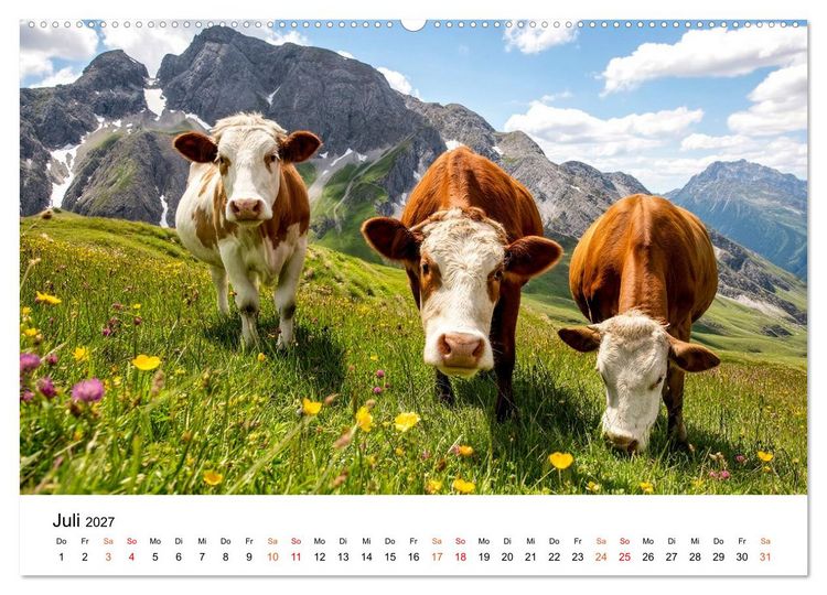 Produktbild: Bergk&uuml;he auf der Alm - Natur pur (hochwertiger Premium Wandkalender 2027 DIN A2 quer), Kunstdruck in Hochglanz