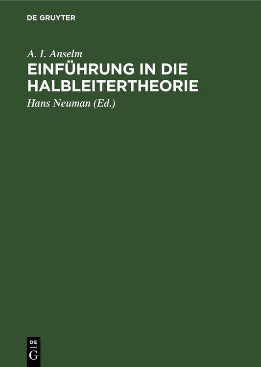 Produktbild: Einf&uuml;hrung in die Halbleitertheorie