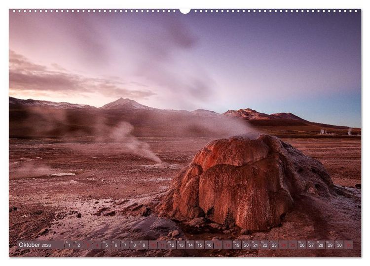 Produktbild: Atacama: Karge W&uuml;ste, m&auml;chtige Vulkane und farbenpr&auml;chtige Lagunen (hochwertiger Premium Wandkalender 2026 DIN A2 quer), Kunstdruck in Hochglanz