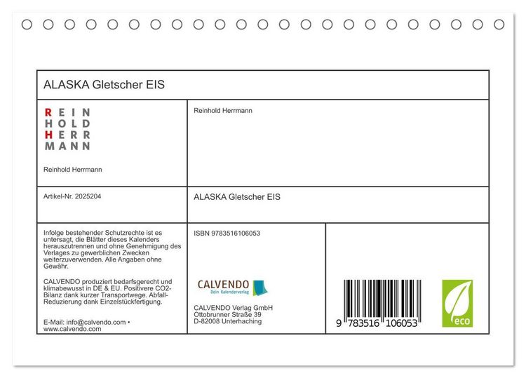 Produktbild: ALASKA Gletscher EIS (Tischkalender 2026 DIN A5 quer), CALVENDO Monatskalender