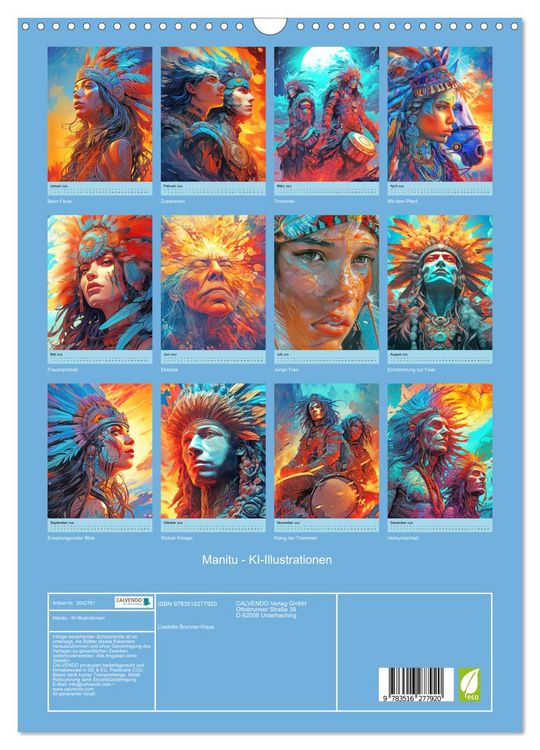Produktbild: Manitu - KI-Illustrationen (Wandkalender 2026 DIN A3 hoch), CALVENDO Monatskalender