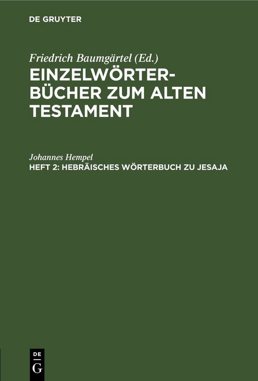 Produktbild: Hebr&auml;isches W&ouml;rterbuch zu Jesaja