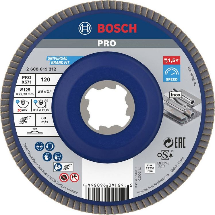 Produktbild: Bosch Accessories 2608619212 F&auml;cherschleifscheibe Durchmesser 125mm K&ouml;rnung (num)=120 1St.