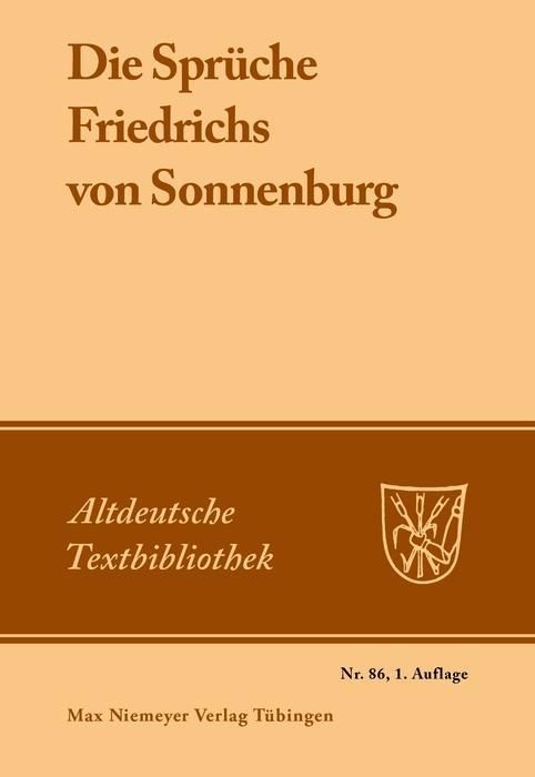 Produktbild: Die Spr&uuml;che Friedrichs von Sonnenburg