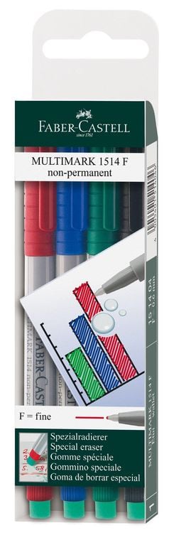 Produktbild: Faber-Castell Folienstift Multimark non-permanent F, 4er Set