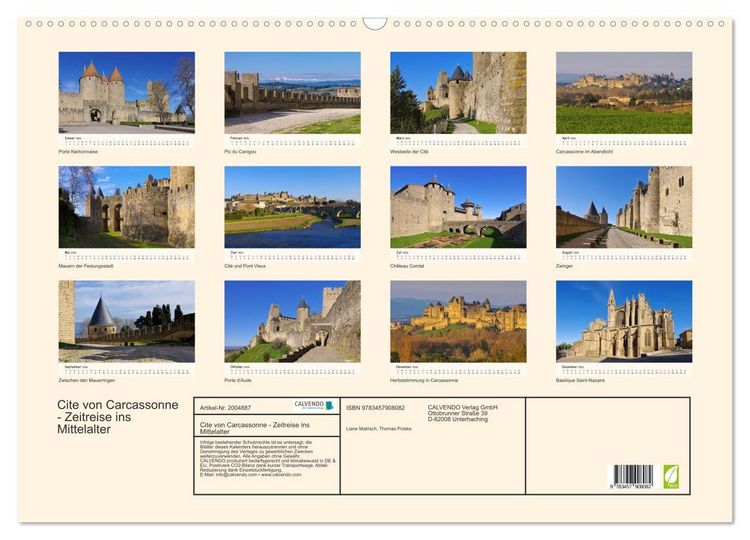 Produktbild: Cite von Carcassonne - Zeitreise ins Mittelalter (Wandkalender 2026 DIN A2 quer), CALVENDO Monatskalender