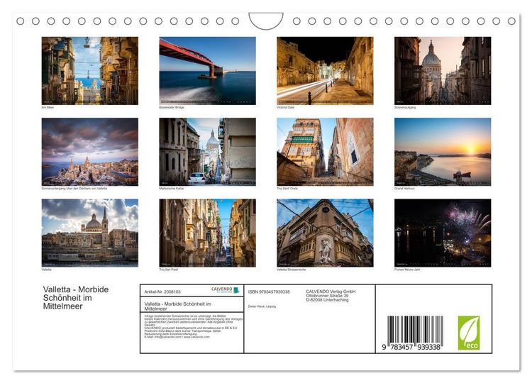 Produktbild: Valletta - Morbide Sch&ouml;nheit im Mittelmeer (Wandkalender 2026 DIN A4 quer), CALVENDO Monatskalender