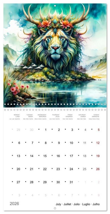 Produktbild: Cr&eacute;atures enchant&eacute;es (Calendrier mural carr&eacute; 2026 30x30 cm) Calendrier double avec une page pour vos prises de notes