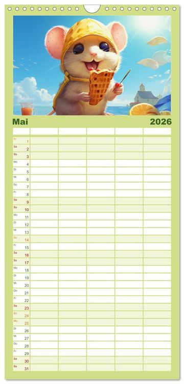 Produktbild: Familienplaner 2026 - Mausiges Spektakel. Zauberhafter Maus-Alltag mit 5 Spalten (Wandkalender, 21 x 45 cm) CALVENDO