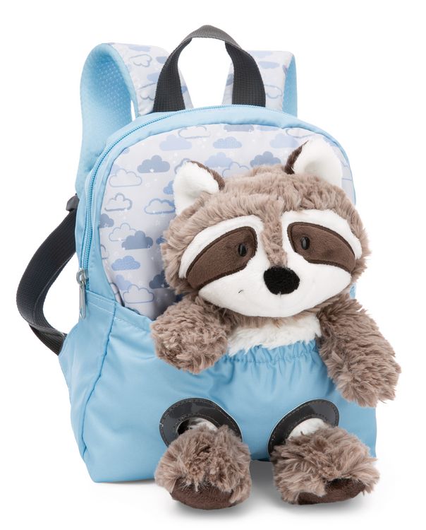 Produktbild: NICI - Travel Friends - Rucksack mit Pl&uuml;schtier 21x26cm Waschb&auml;r 25cm hellblau